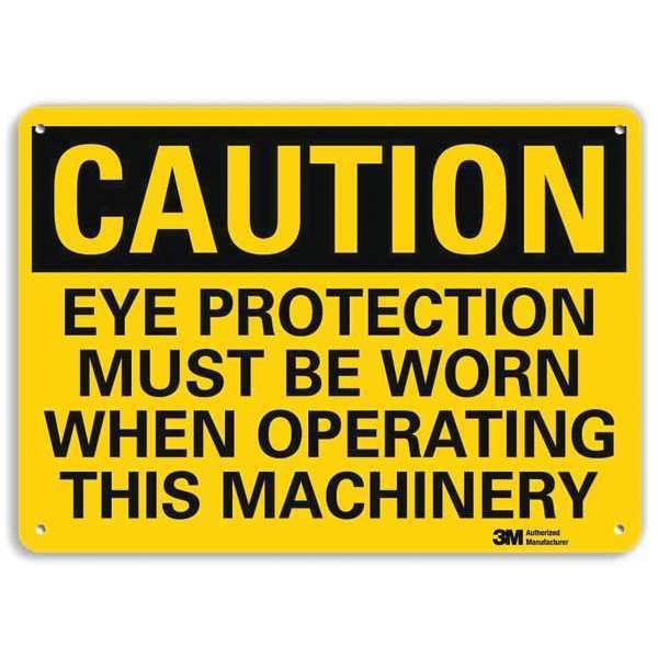 Safety Sign, Eye Protection Mchnry, 7in.H