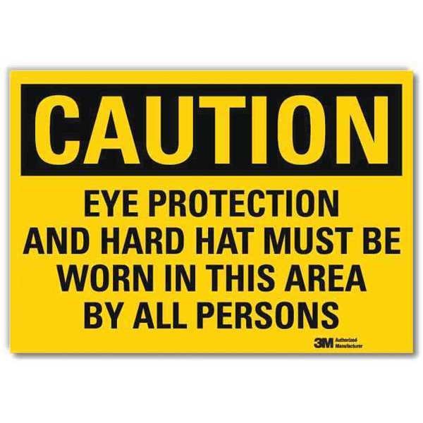 Safety Sign, Eye Prtection Hard Hat, 14inW