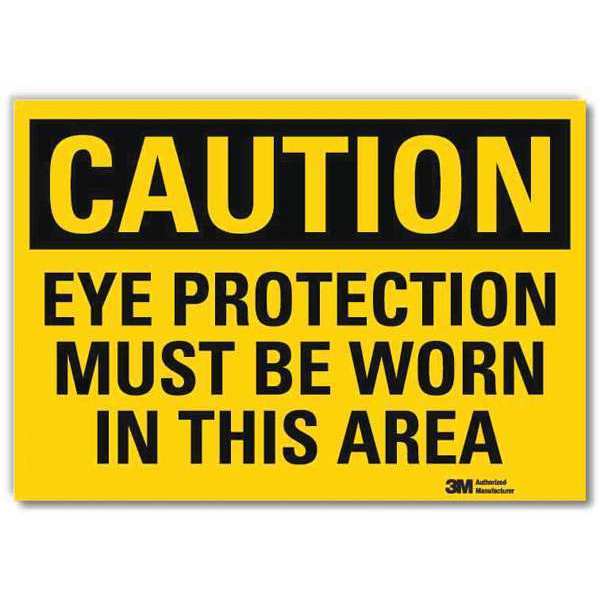 Safety Sign, Eye Protection Worn, 14in.W