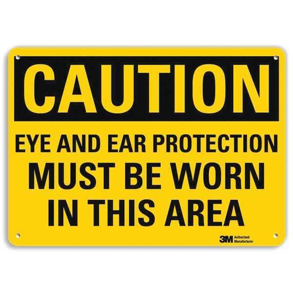 Safety Sign, Eye Ear Prtctn Area, 7in.H