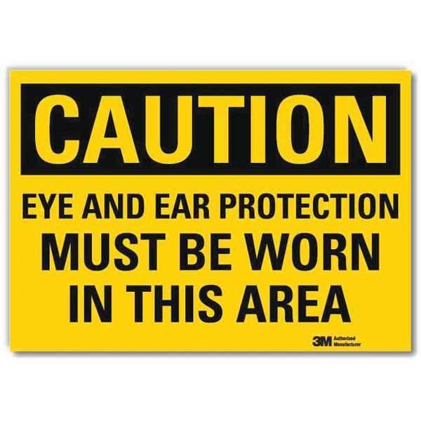 Safety Sign, Eye Ear Prtctn Area, 5in.H