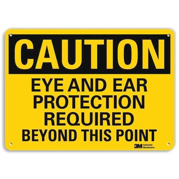 Safety Sign, Eye Ear Rqrd Point, 7in.H