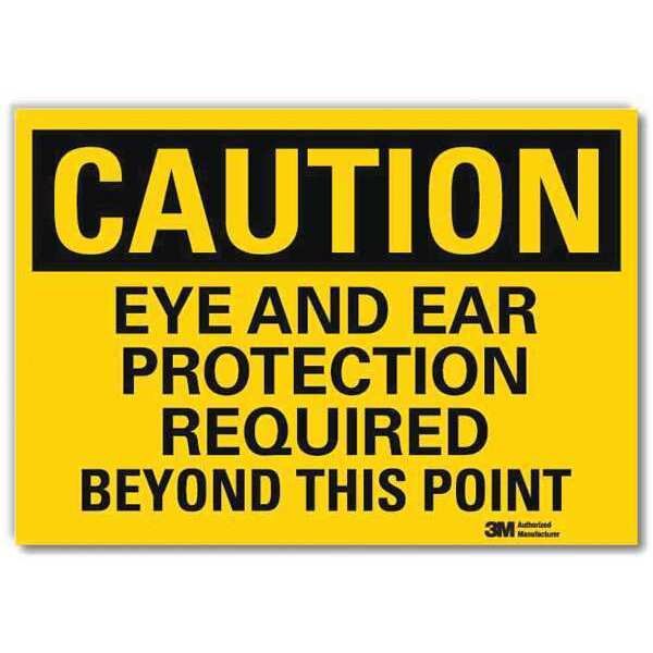 Safety Sign, Eye Ear Rqrd Point, 5in.H