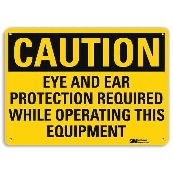 Safety Sign, Eye Ear Prtctn Eqpmnt, 7in.H