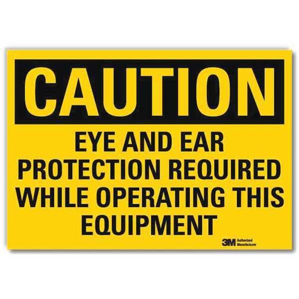 Safety Sign, Eye Ear Prtctn Eqpmnt, 10in.W
