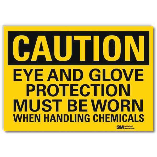 Safety Sign, Eye Glove Protection, 10in.W