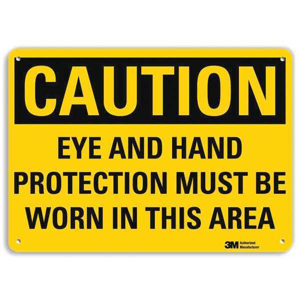 Safety Sign, Eye Hand Protection, 7in.H