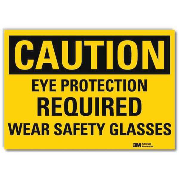 Safety Sign, Eye Safety Glasses, 10in.W