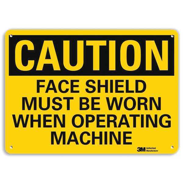 Safety Sign, Face Shield Worn, 7in.H