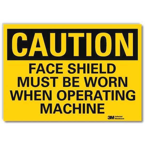 Safety Sign, Face Shield Worn, 5in.H