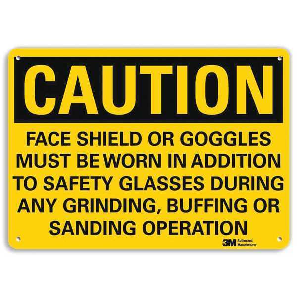 Safety Sign, Face Shields Goggles, 7in.H