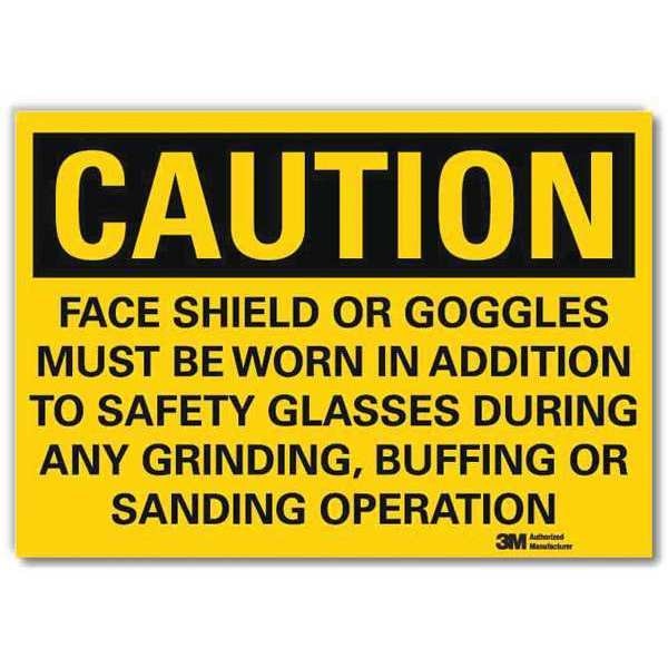 Safety Sign, Face Shields Goggles, 10in.W