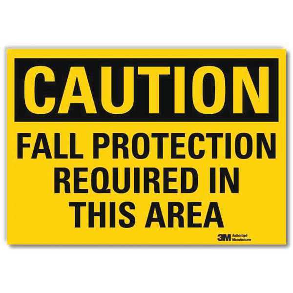 Safety Sign, Fall Protection, 5in.H