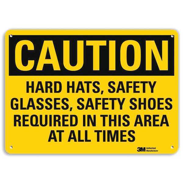 Safety Sign, Hard Hats, Safety Shoes, 7inH