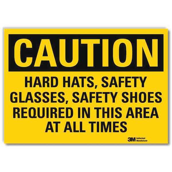 Safety Sign, Hard Hats, Safety Shoes, 5inH