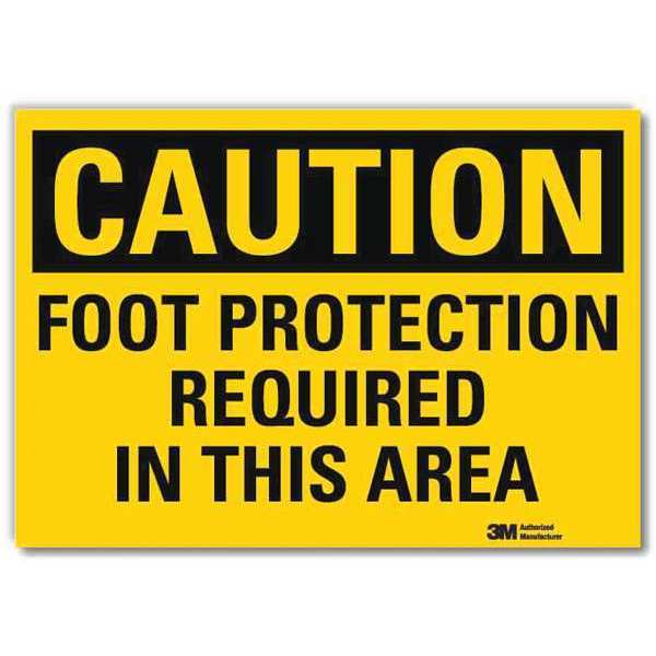 Safety Sign, Foot Protection Area, 5in.H