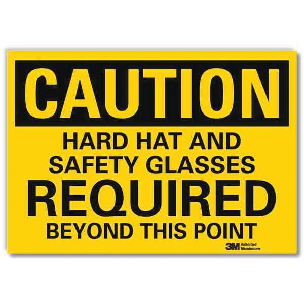 Safety Sign, Hard Hat Sfety Glasses, 14inW