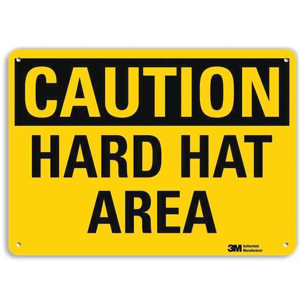 Safety Sign, Hard Hat Area, 7in.H