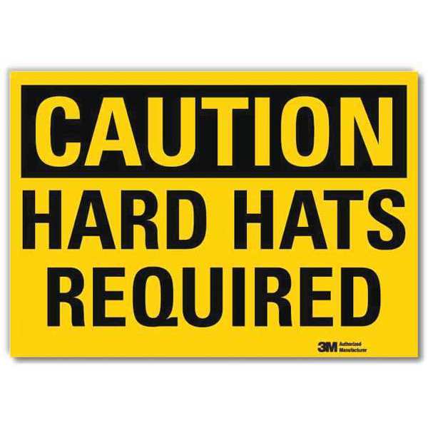 Safety Sign, Hard Hats Required, 14in.W