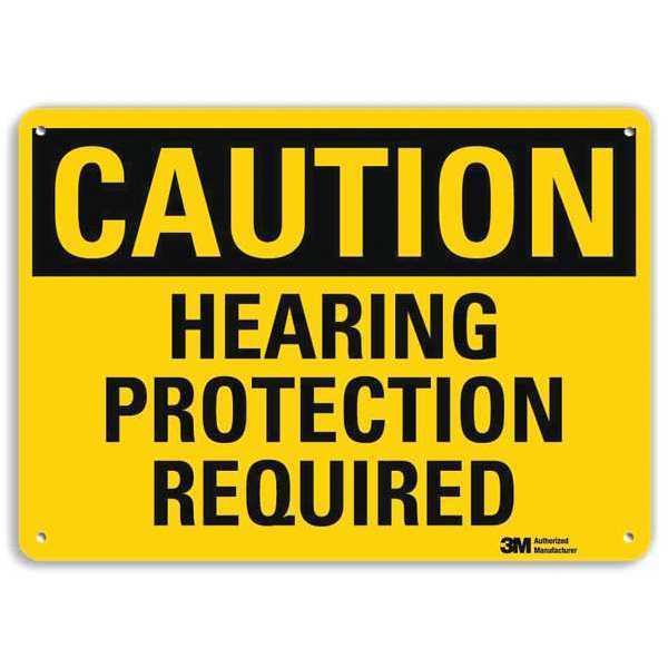 Safety Sign, Hearing Protection, 7in.H