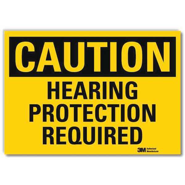 Safety Sign, Hearing Protection, 14in.W