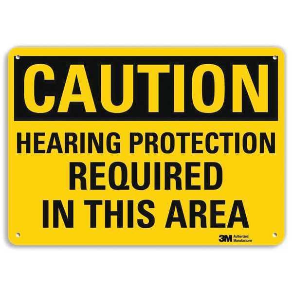 Safety Sign, Hearing Protection Area, 7inH
