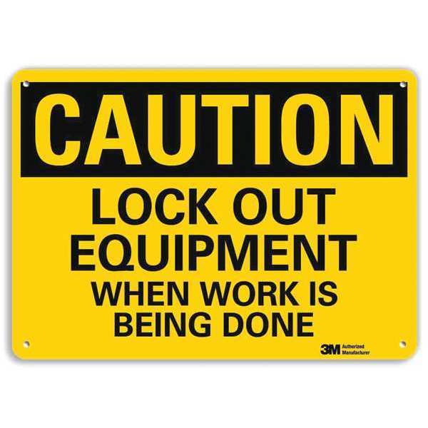 Caution Sign, 7 in Height, 10 in Width, Aluminum, Vertical Rectangle, English