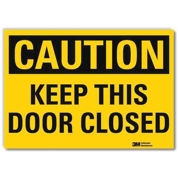 Safety Sign, Keep Door Clsd, 5in.H