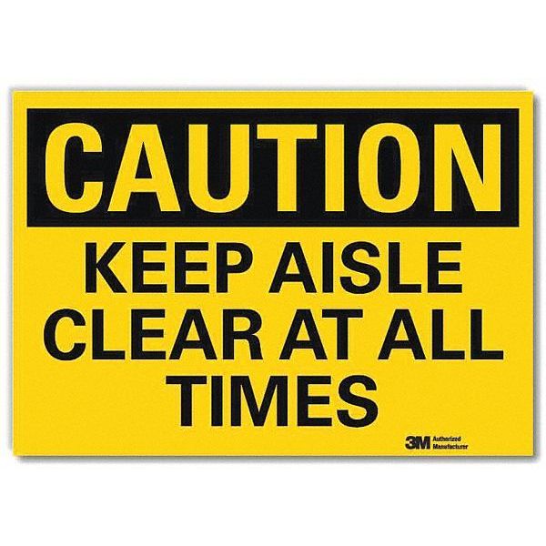 Safety Sign, Keep Aisle Clr All Tms, 14inW