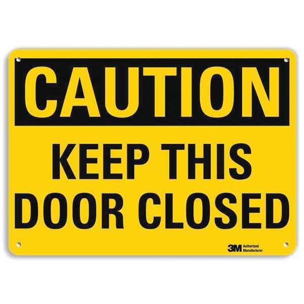 Safety Sign, Keep Door Clsd, 7in.H