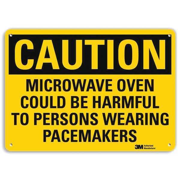 Safety Sign, Microwave Oven, Caution, 7in H
