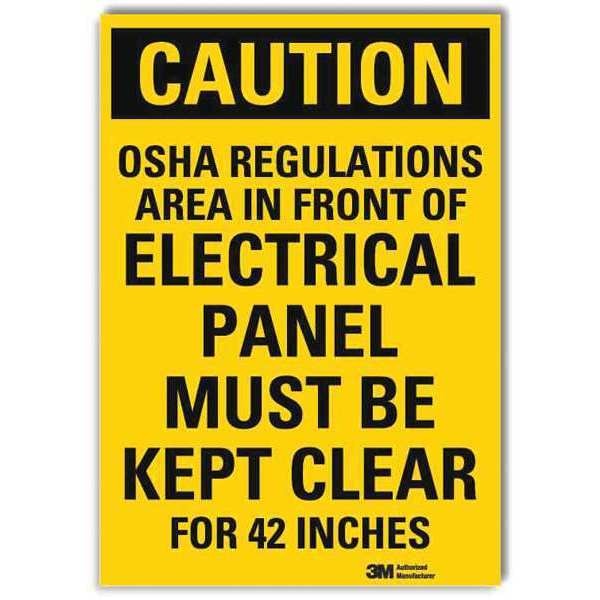 Safety Sign, Electrical Panel, Eng, 5 in. W
