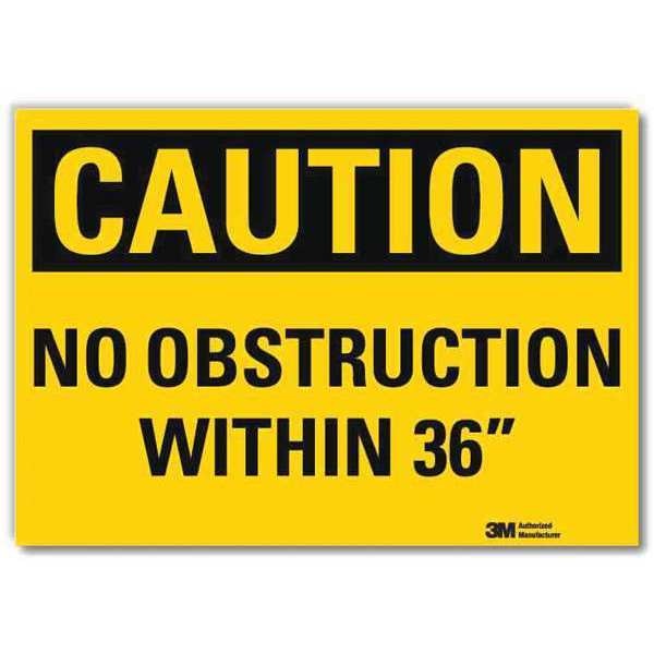Safety Sign, No Obstruction, 5in H x 7in W