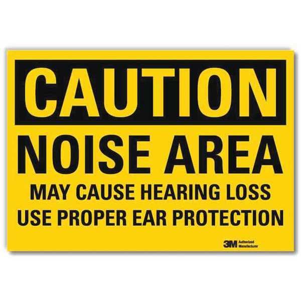 Safety Sign, Noise Area, Black/Yellow, 5inH