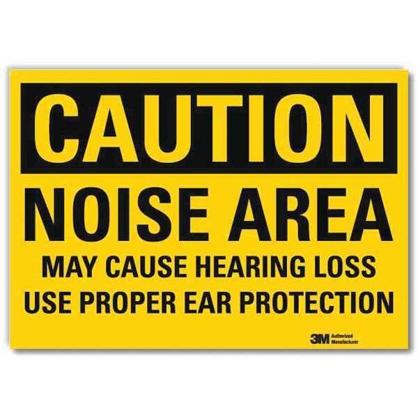 Safety Sign, Noise Area, Blck/Yellow, 10inH