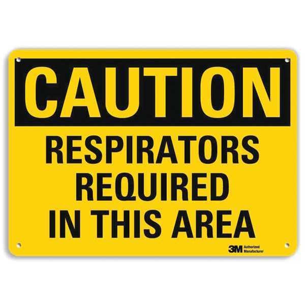 Safety Sign, Respirators Required, 7 in. H