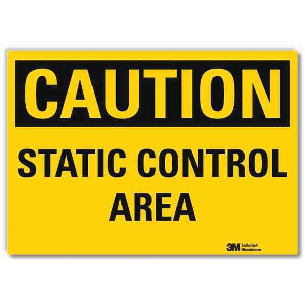 Safety Sign, Static Control Area, 5 in. H