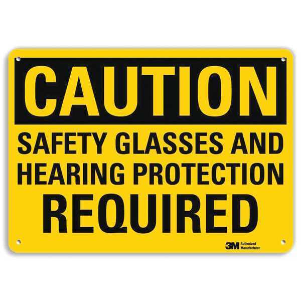 Safety Sign, Hearing Protection, 7 in. H