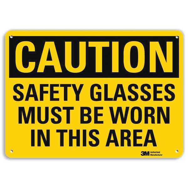 Safety Sign, Safety Glasses, English, 7in H