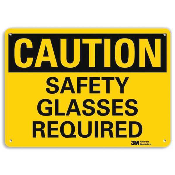 Safety Sign, Safety Glasses Required, 7inH