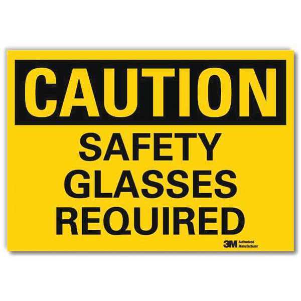 Safety Sign, Safety Glasses Required, 5inH