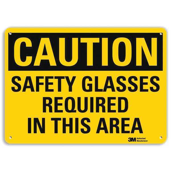 Safety Sign, Glasses Required, 7 in H, Eng
