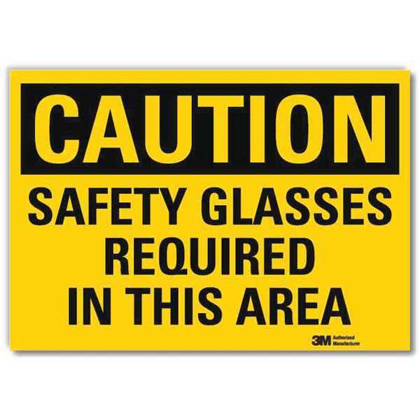 Safety Sign, Glasses Required, 14in W, Eng