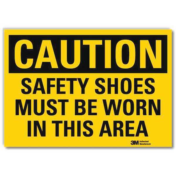 Safety Sign, Safety Shoes, Caution, 7 in. H