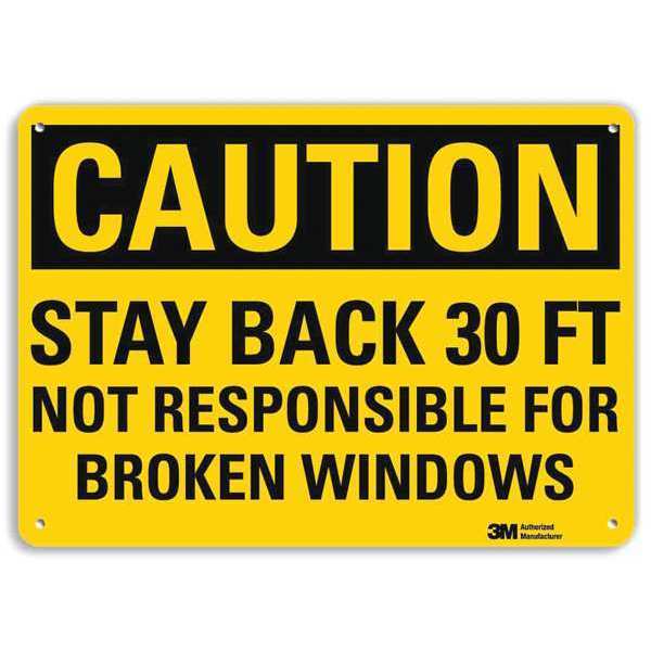 Safety Sign, Black/Yellow, 7in.H