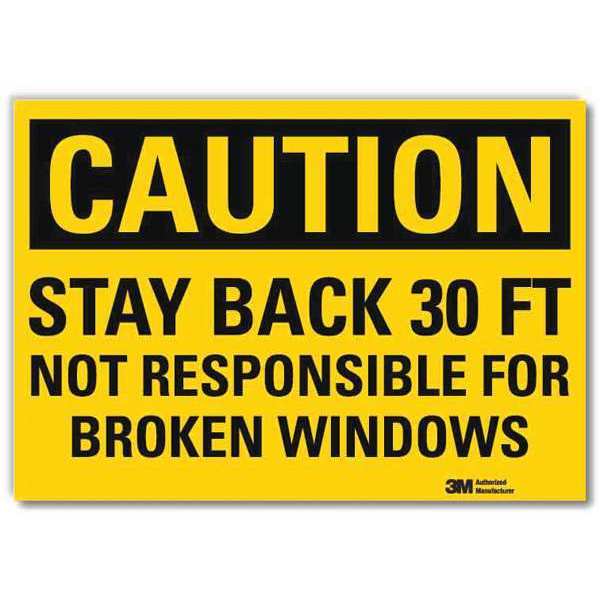 Safety Sign, Black/Yellow, 7in.H x 10in.W