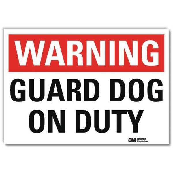 Security Sign, Guard Dog On Duty, 5 in. H