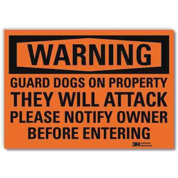 Security Sign, Black/Orange, 7 in. H, Text
