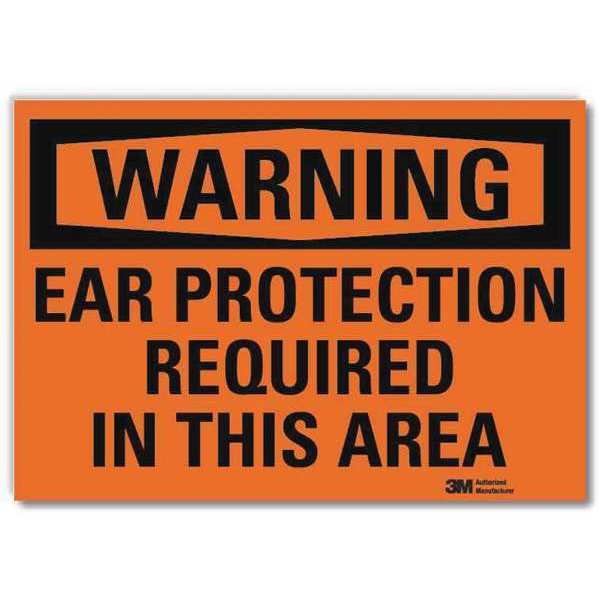 Warning Sign, Ear Protection Rquired, 5inH