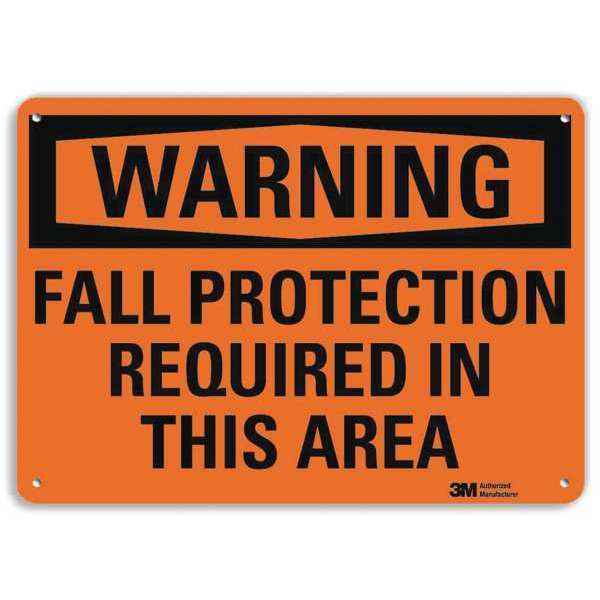 Warning Sign, Fall Protection, 7 in. H